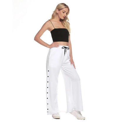 Misha Women's Side Slit Snap Trousers - White - Mishastyle