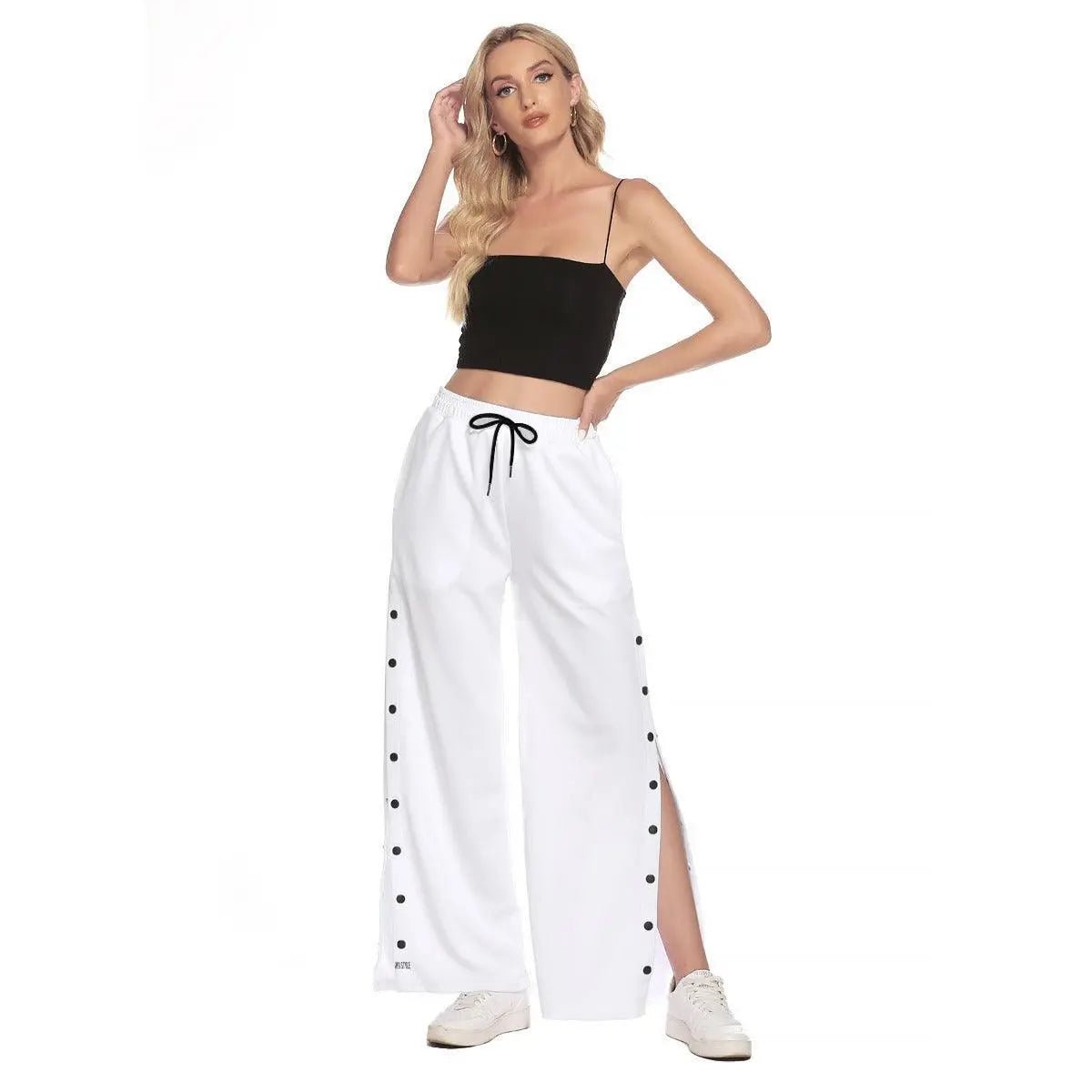 Misha Women's Side Slit Snap Trousers - White - Mishastyle