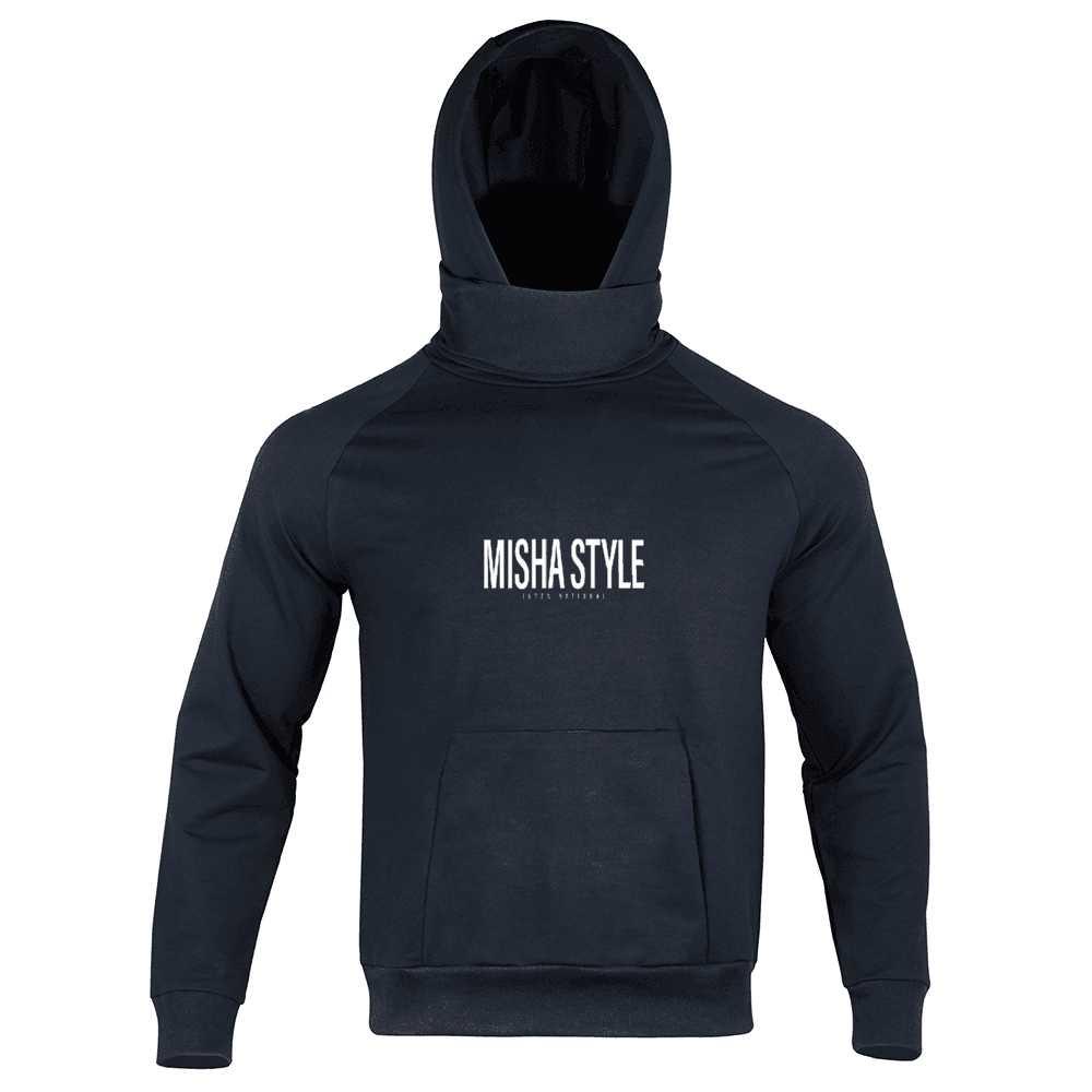 MishaStyle Logo Men's Black Turtleneck Hoodie - Mishastyle