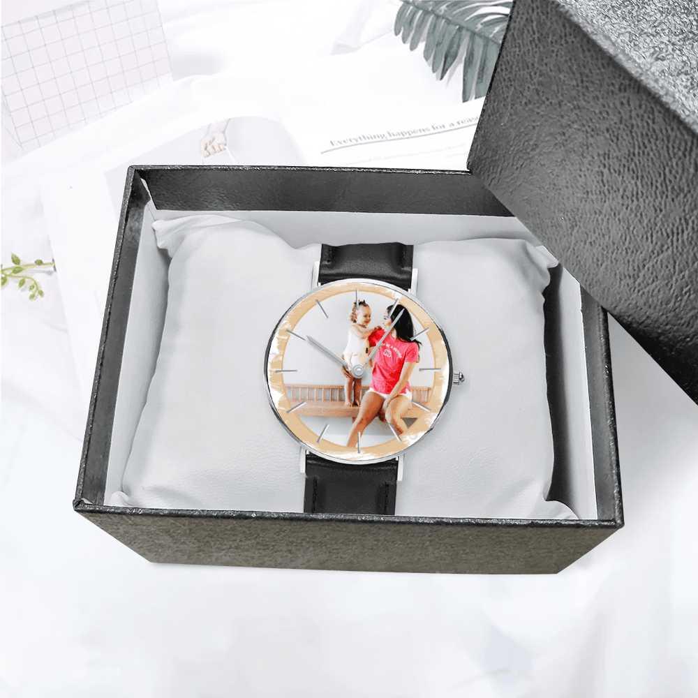 Motherhood Golden & Silver Pointers Leather Quartz Watch - Mishastyle