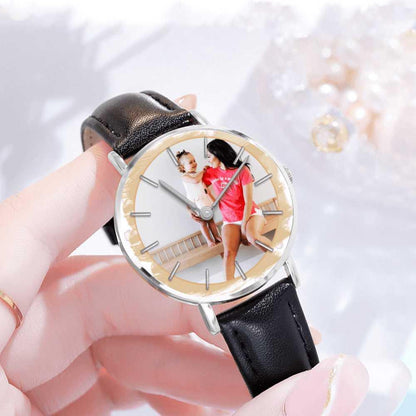 Motherhood Golden & Silver Pointers Leather Quartz Watch - Mishastyle