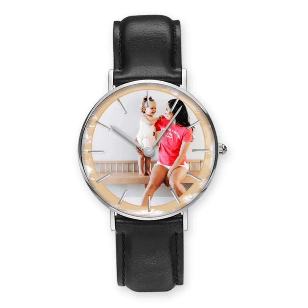 Motherhood Golden & Silver Pointers Leather Quartz Watch - Mishastyle