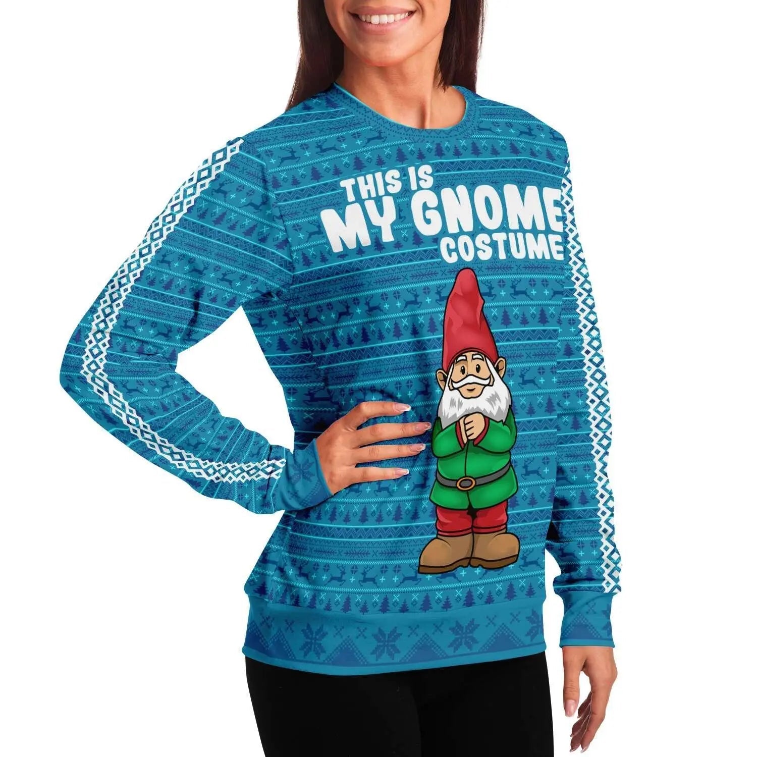 My Gnome Santa Christmas Lady Sweater - Turquoise - Mishastyle