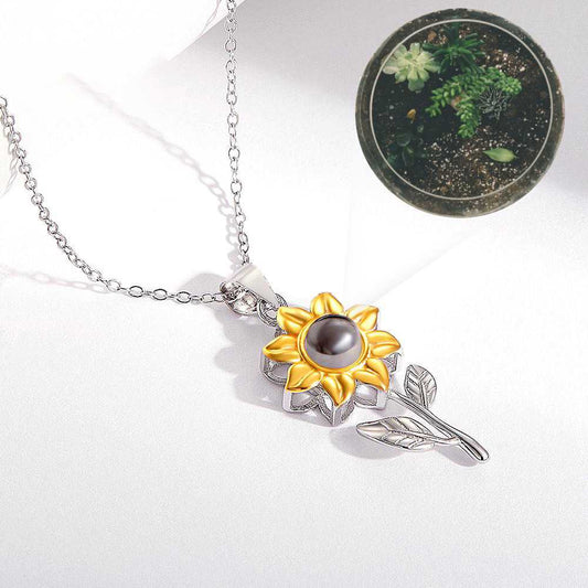 Nano Projection Sunflower Clavicle Chain Pendant - Mishastyle