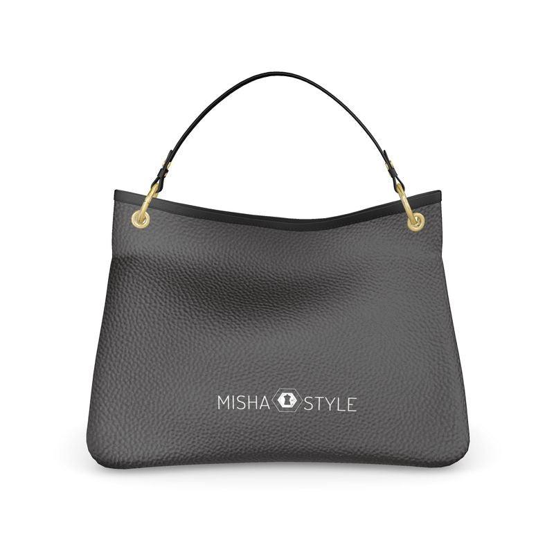 Nappa leather Talbot bag - Royal Black - Mishastyle