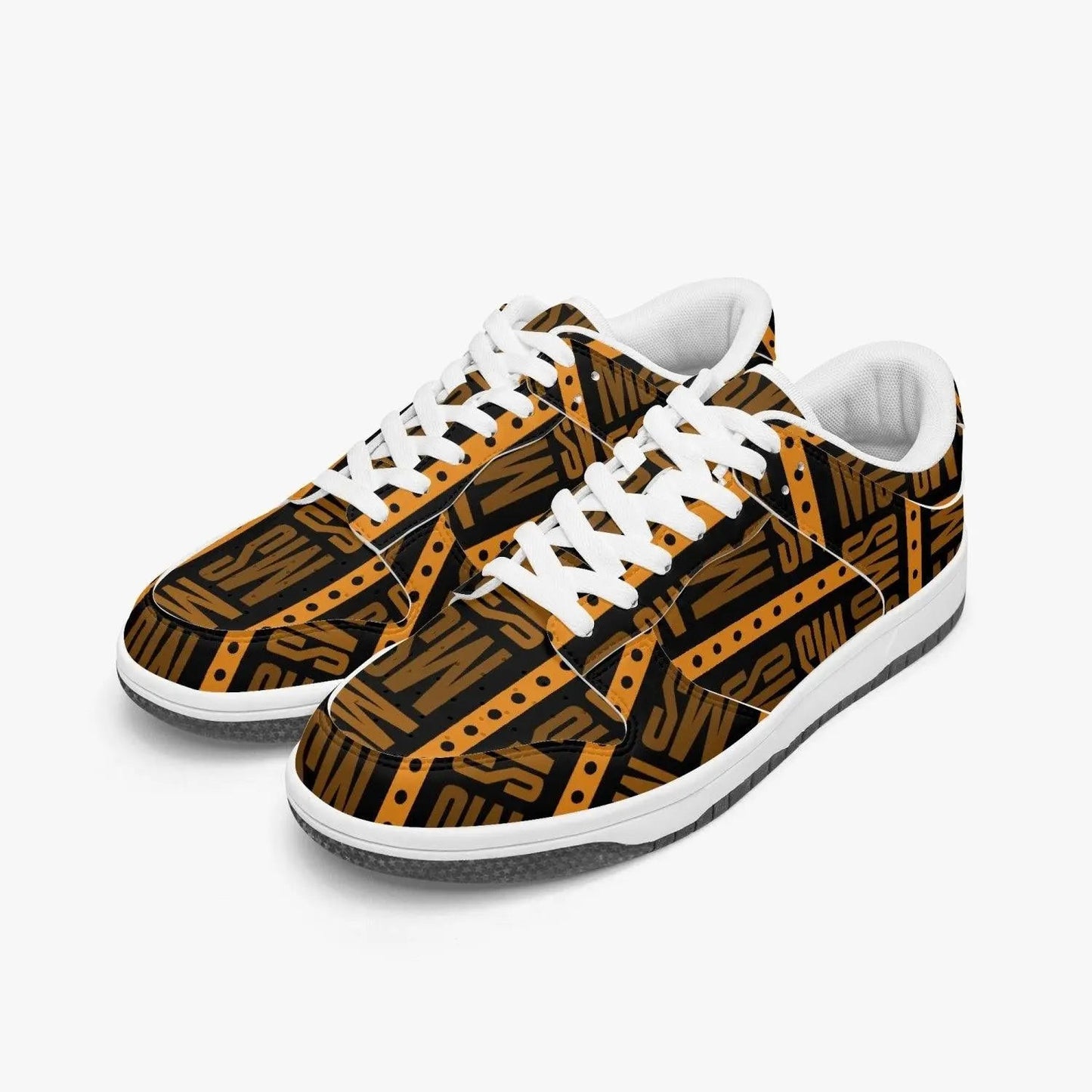 Orange Me Dunk Stylish Leather Sneakers - Men - Mishastyle