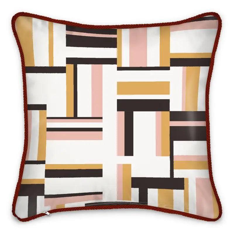 Plaid Red Square Silk Cushions - Mishastyle