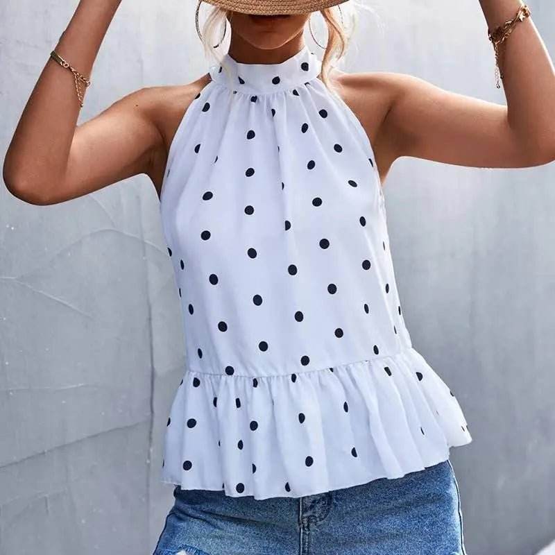 Polka-Dot Halterneck Top - Mishastyle