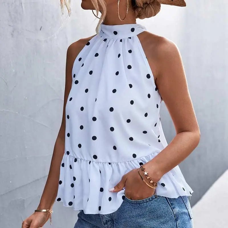 Polka-Dot Halterneck Top - Mishastyle