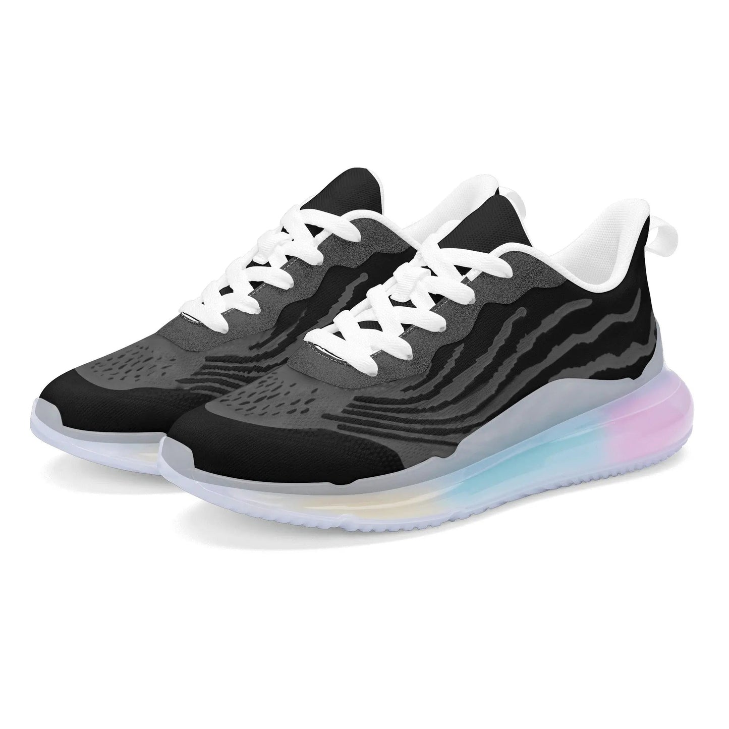 Rainbow Atmospheric Cushion Running Shoes - Black - Mishastyle