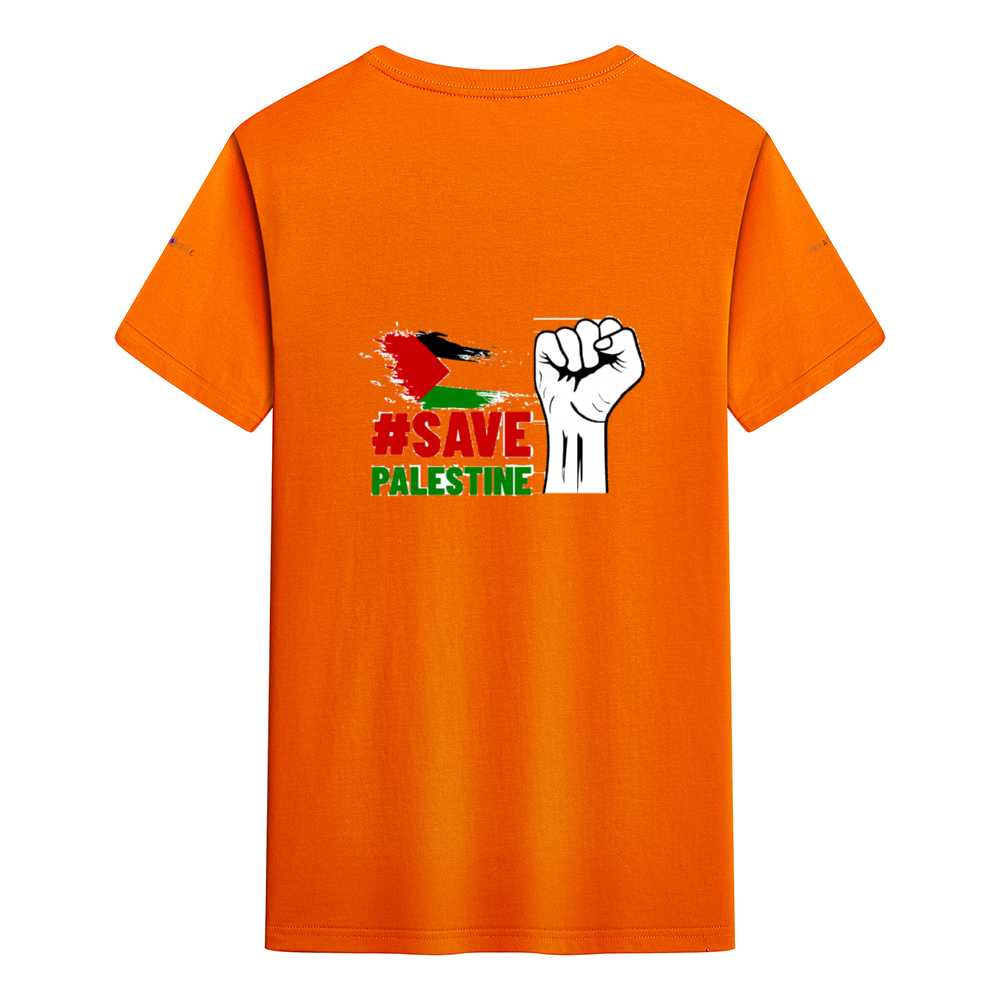 Round Neck Shirts Cotton T-shirt - Save Palestine - Mishastyle