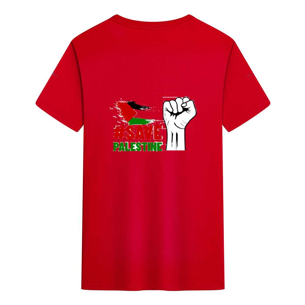 Round Neck Shirts Cotton T-shirt - Save Palestine - Mishastyle