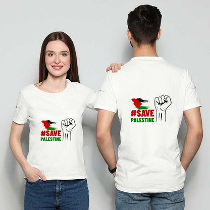 Round Neck Shirts Cotton T-shirt - Save Palestine - Mishastyle