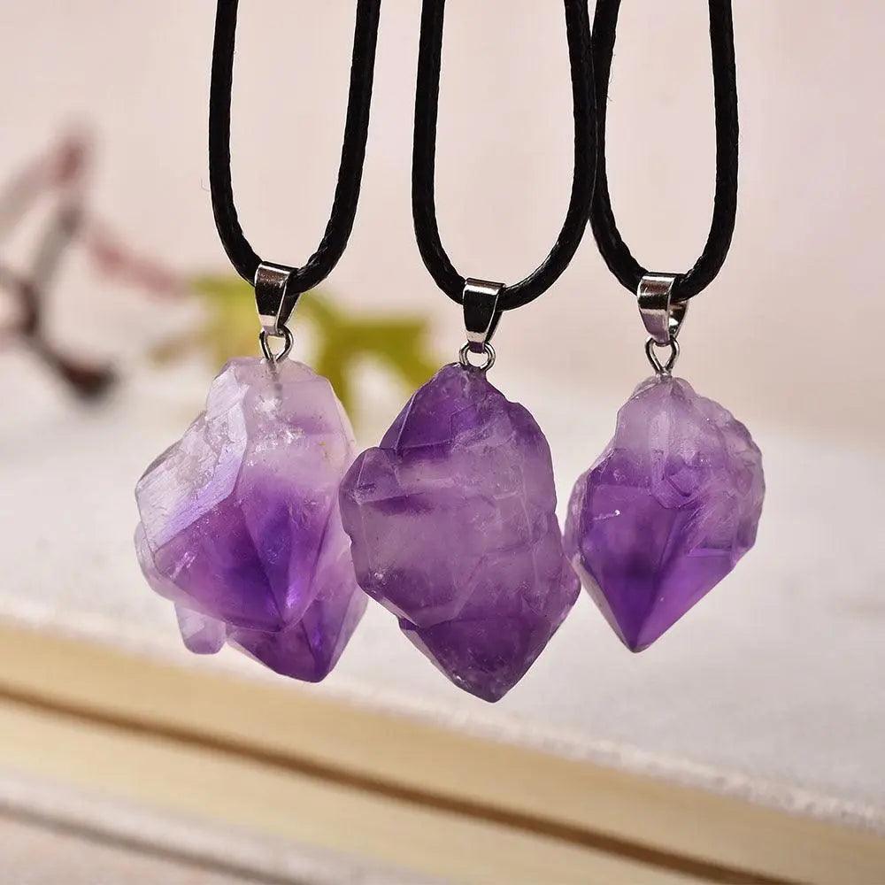 Simple Amethyst Pendant Natural Quartz Stone - Mishastyle