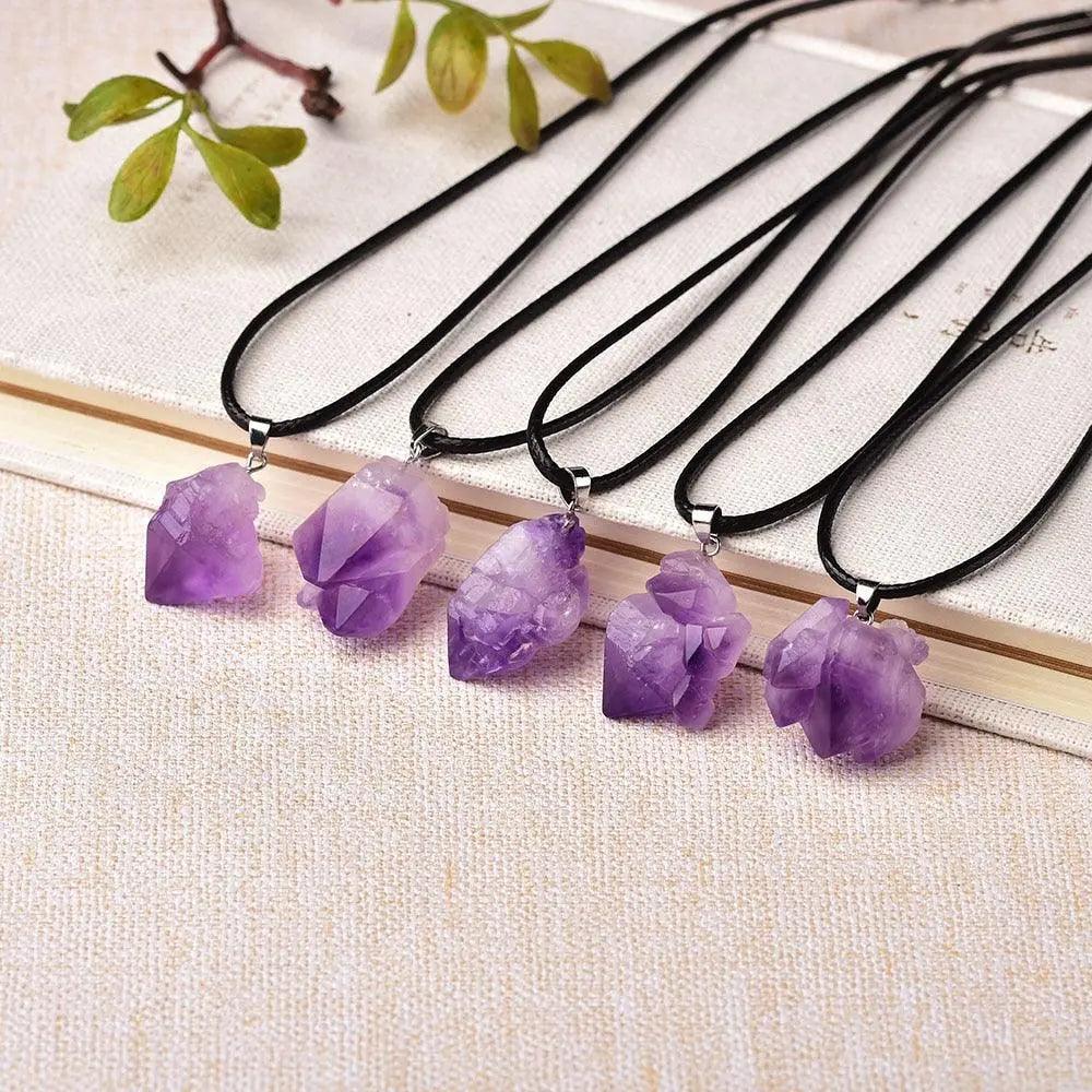 Simple Amethyst Pendant Natural Quartz Stone - Mishastyle