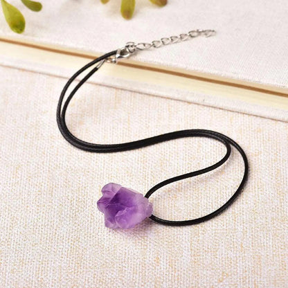 Simple Amethyst Pendant Natural Quartz Stone - Mishastyle