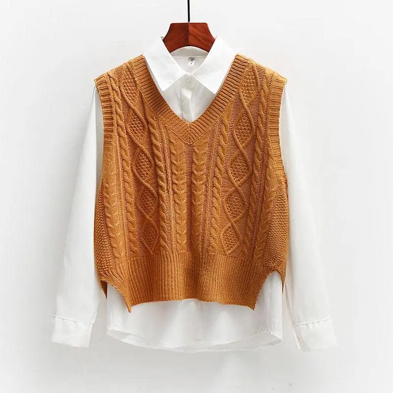 Solid Short Trendy Korean Knitted Vest - Mishastyle