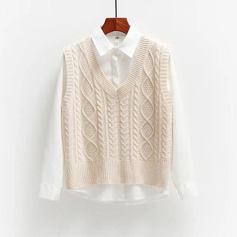 Solid Short Trendy Korean Knitted Vest - Mishastyle