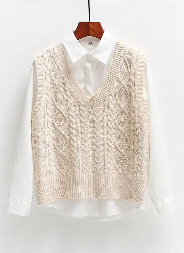 Solid Short Trendy Korean Knitted Vest - Mishastyle