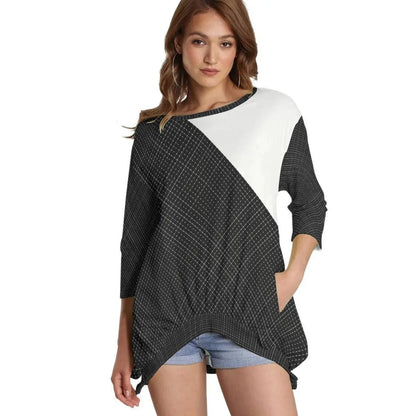 Sweatshirt With Irregular Pleated Hem - Mishastyle