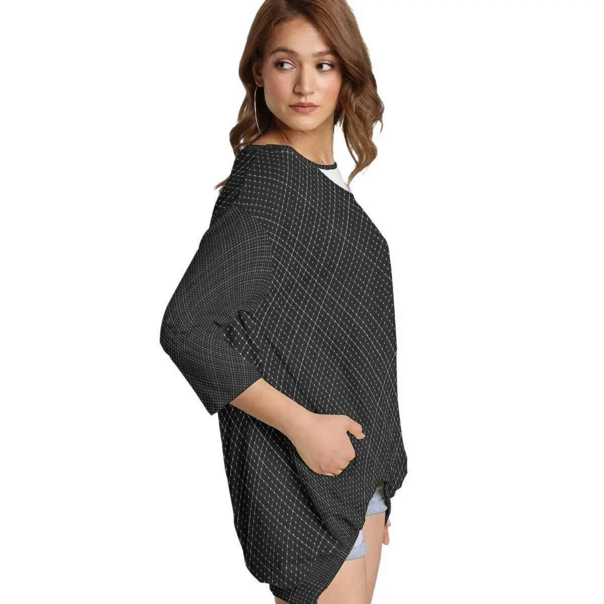 Sweatshirt With Irregular Pleated Hem - Mishastyle