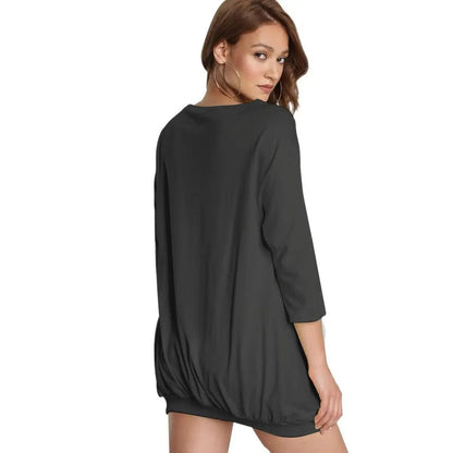 Sweatshirt With Irregular Pleated Hem - Deer - Mishastyle