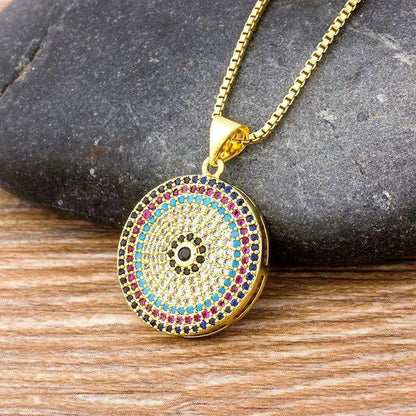 Turkish Round Evil Eye Pendant Necklace - Mishastyle