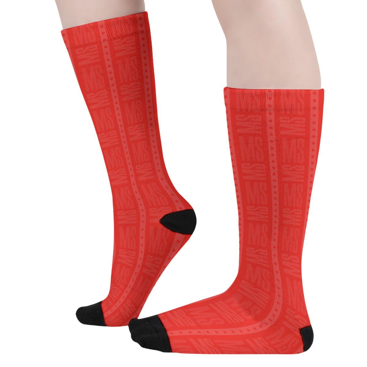 Unisex Long Socks - Red - Mishastyle