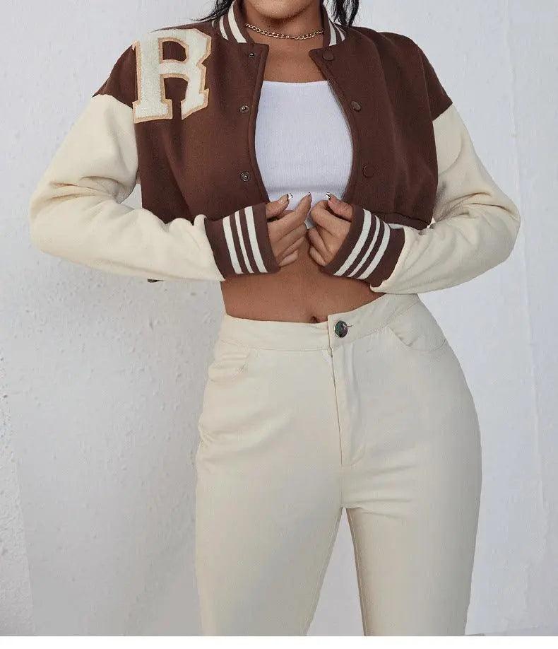 Warm Crop varsity jacket - Mishastyle