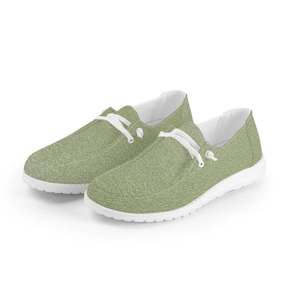 Women Canvas Loafers Slip On - Garden Green - Mishastyle