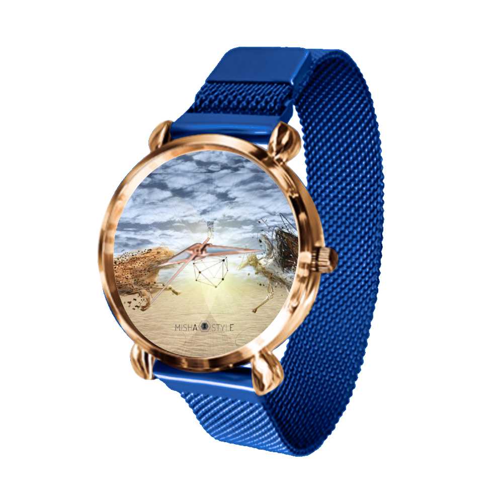 Women's Magnetic Buckle Quartz Wrist Watches - Blue - Mishastyle