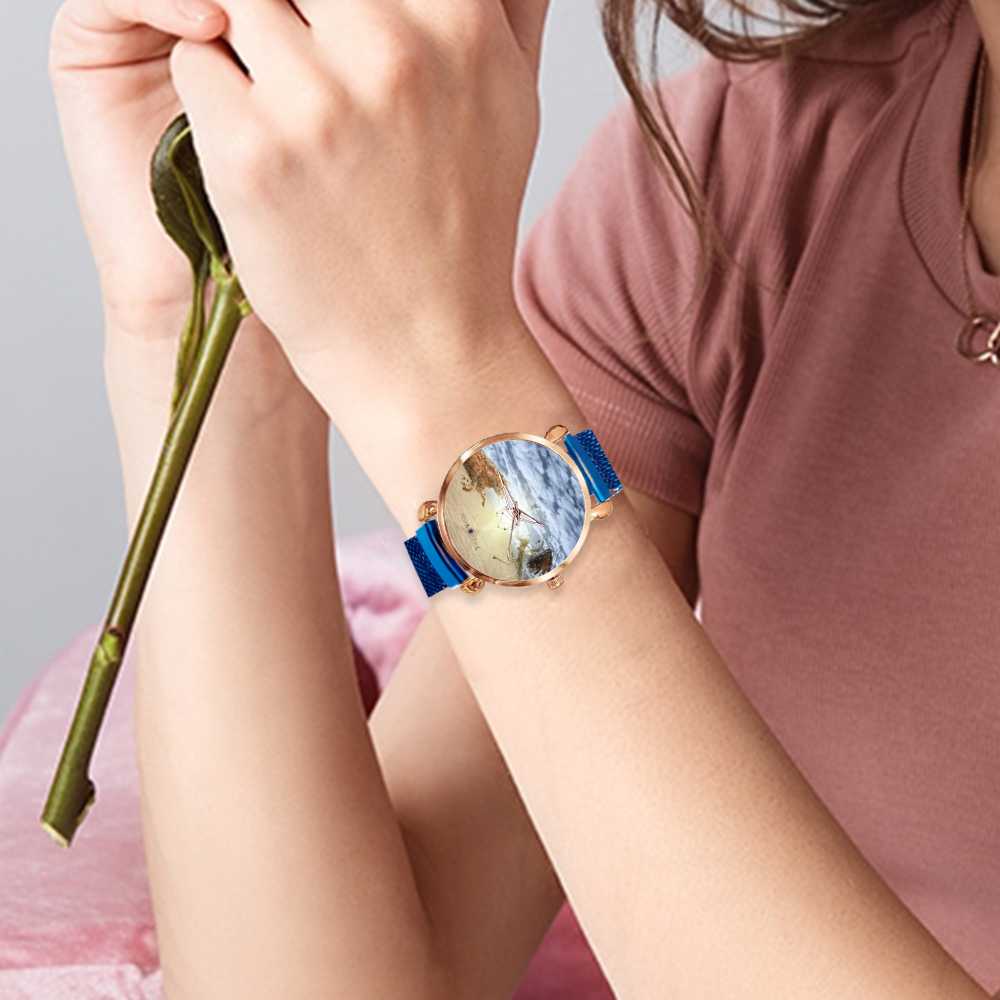 Women's Magnetic Buckle Quartz Wrist Watches - Blue - Mishastyle