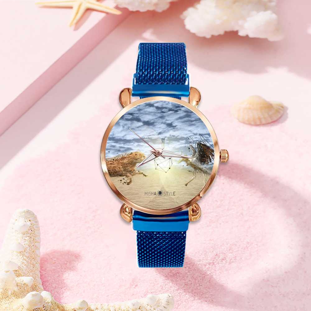 Women's Magnetic Buckle Quartz Wrist Watches - Blue - Mishastyle