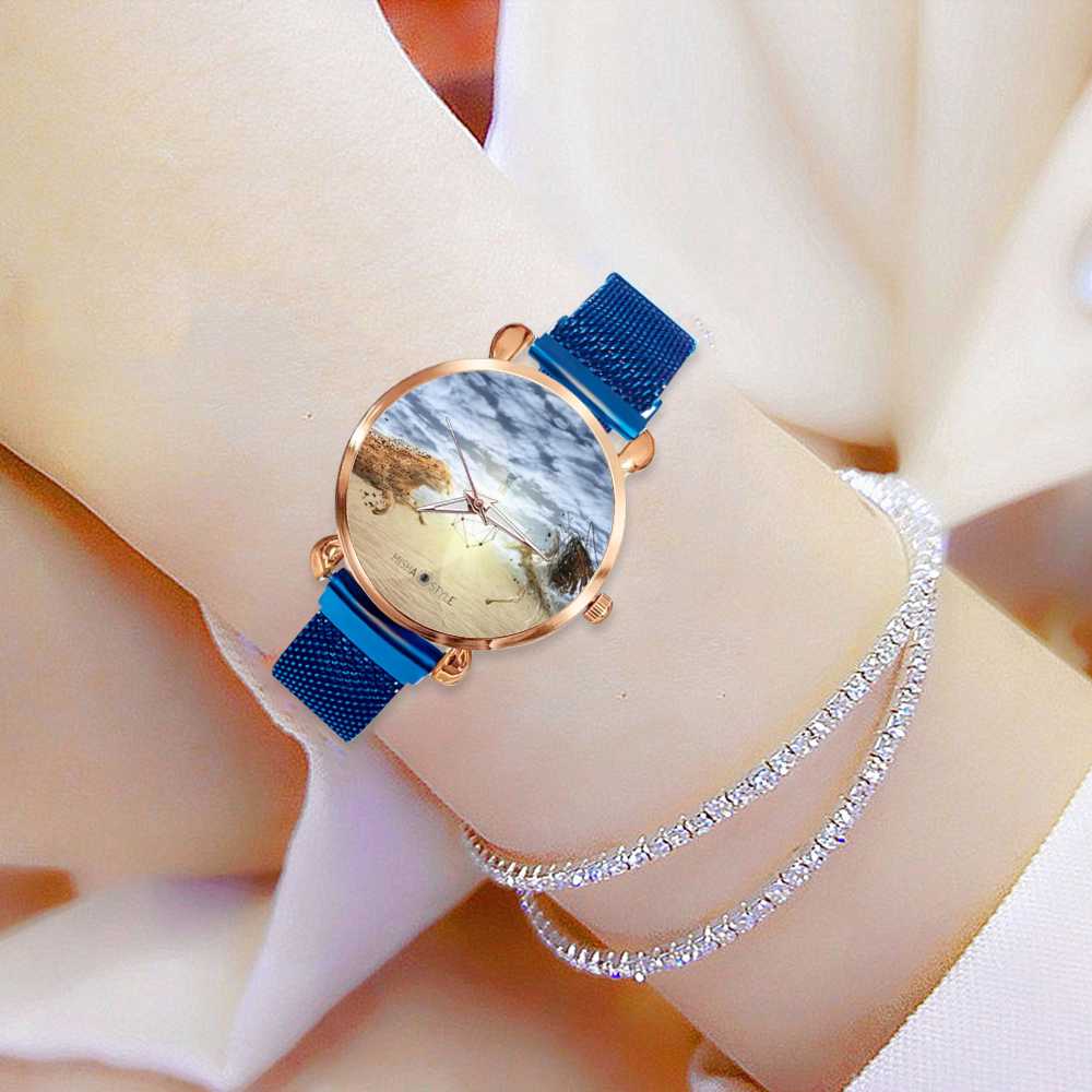 Women's Magnetic Buckle Quartz Wrist Watches - Blue - Mishastyle