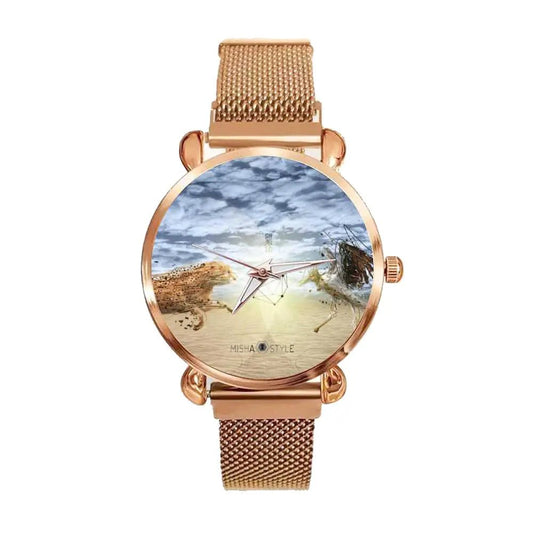 Women's Magnetic Buckle Quartz Wrist Watches - Gold - Mishastyle