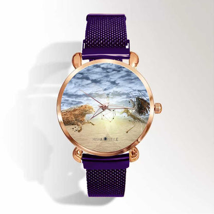 Women's Magnetic Buckle Quartz Wrist Watches - Purple - Mishastyle